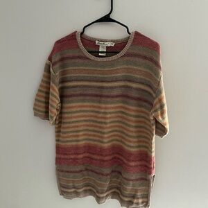 Vintage Eddie Bauer Colorful Striped Shortsleeved Chunky Knit Sweater
